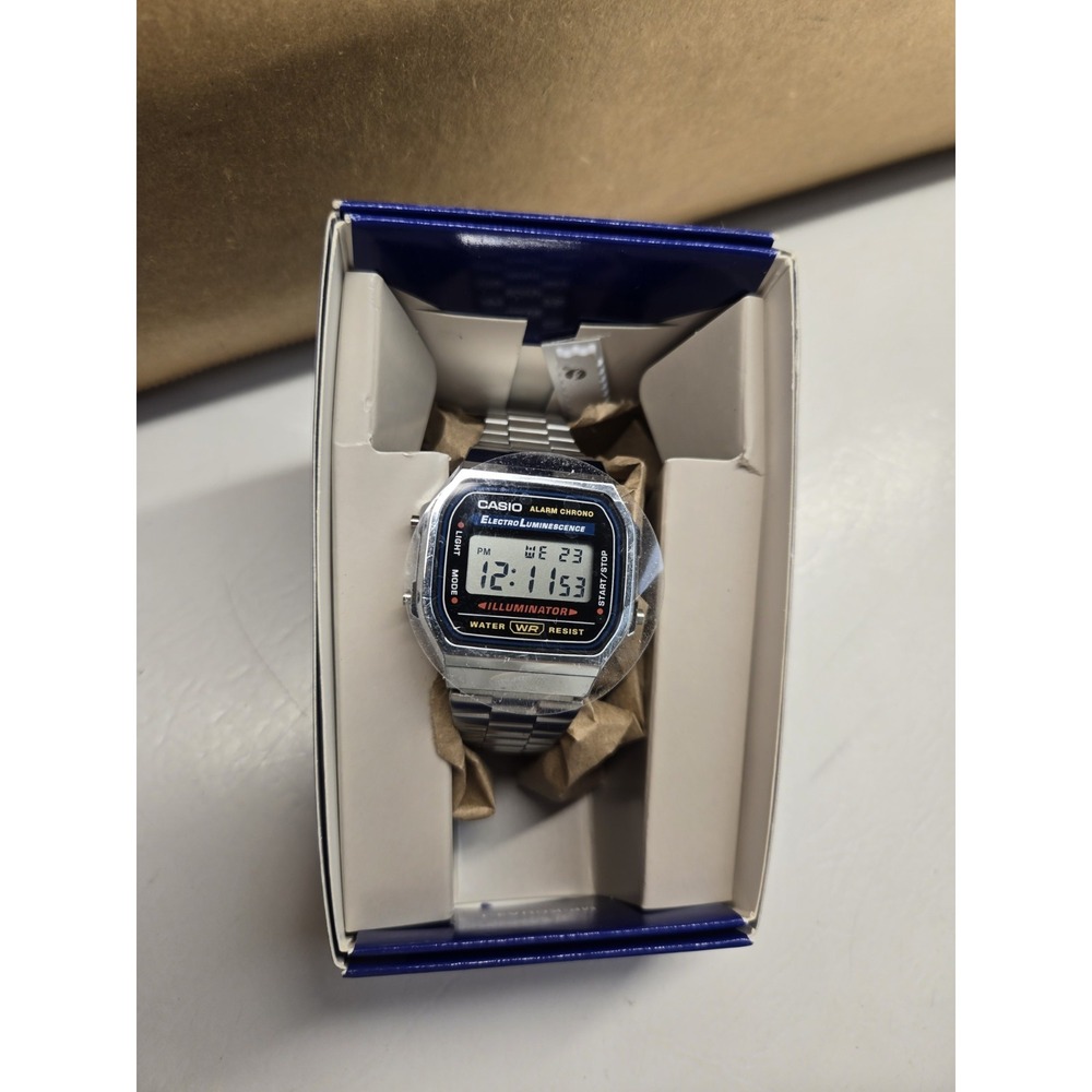 Casio A168WA-1 Men's Stainless Steel Digital Alarm Stopwatch Watch New
